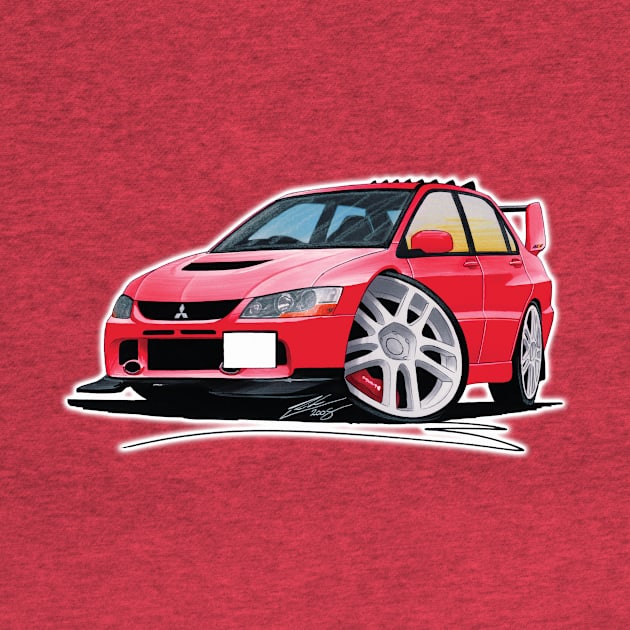 Mitsubishi Evo IX Red Caricature by y30man5